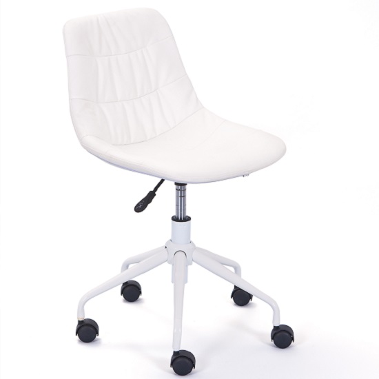 Cyrus Modern Swivel Office Chair In White With Rollers_10