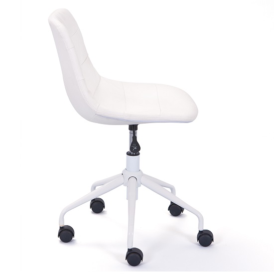 Cyrus Modern Swivel Office Chair In White With Rollers_11
