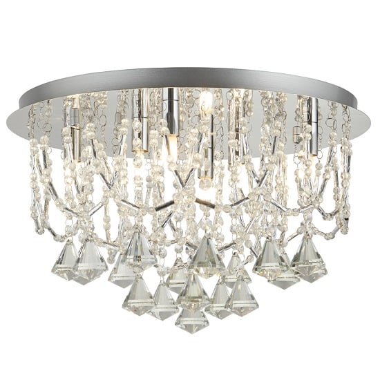 Photo of Attractive six light ceiling flush in chrome with clear crystal