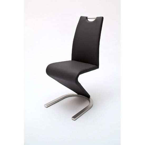 Read more about Amado z black faux leather metal swinging dining chair