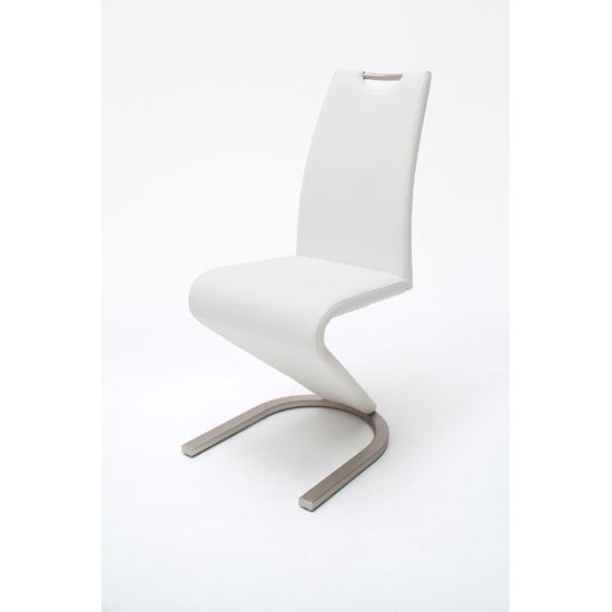 Read more about Amado z white faux leather metal swinging dining chair