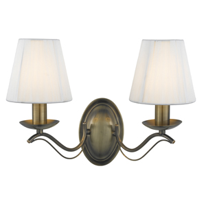 Photo of Andrettie antique brass 2 light wall lamp