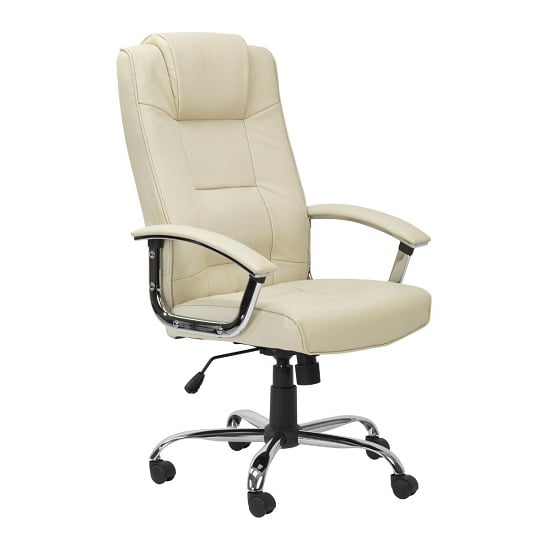 Hoaxing Faux Leather Home And Office Chair In Cream