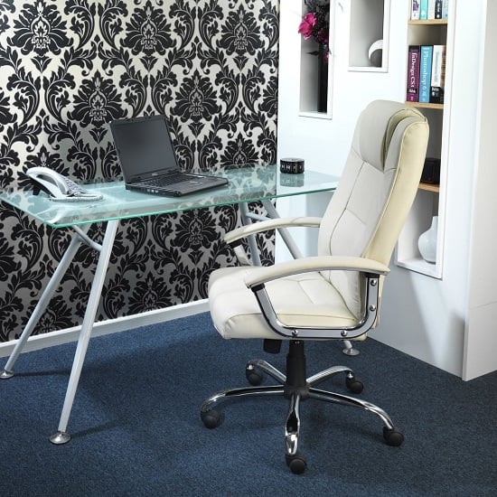 Hoaxing Faux Leather Home And Office Chair In Cream