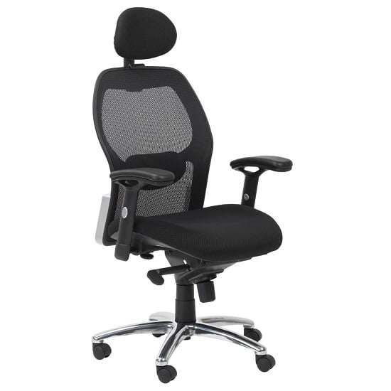 Premix Fabric Home And Office Chair With Chrome Base In Black
