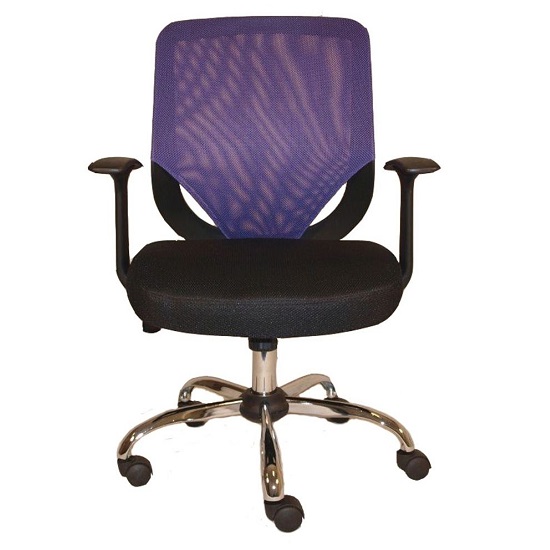 Read more about Atlanta home office chair in black and purple with fabric seat