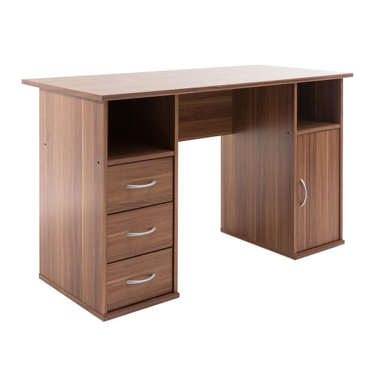 Tunisia Wooden Computer Table In Walnut Effect With 3 Drawers_2