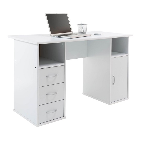 Product photograph of Tunisia Wooden Computer Table In White Effect With 3 Drawers from Furniture in Fashion