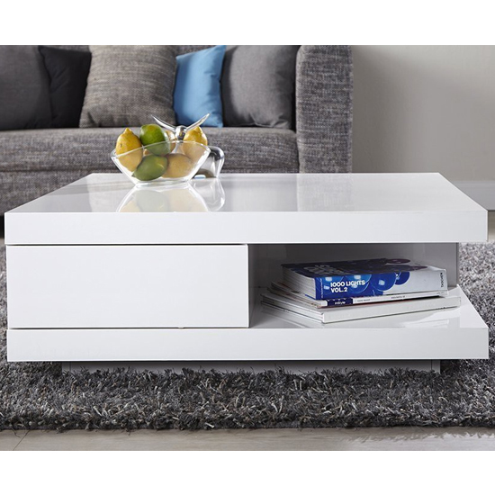 Abbey Storage Coffee Table Gloss White With 2 Pull Out Drawers_3