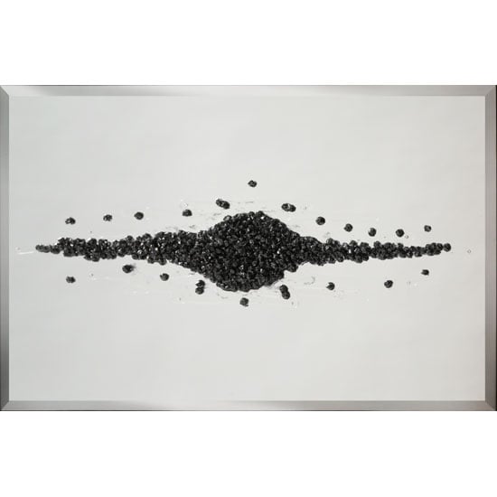 Photo of Lara glass wall art rectangular in silver with black cluster