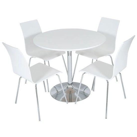 Trendy Round Dining Tables: Examples For 5 Different Interiors Actona Round White Dset50 W - Trendy Round Dining Tables: Examples For 5 Different Interiors