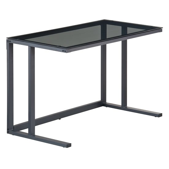 Aswan Glass Computer Desk In Smoked With Black Metal Frame_3