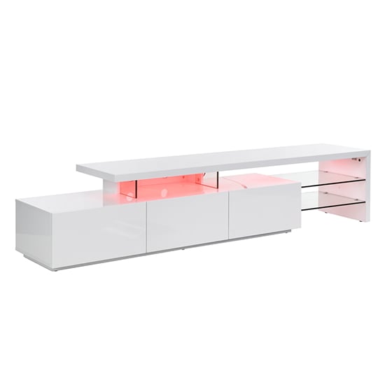 Alanis High Gloss TV Stand With Storage In White And LED Lights_10