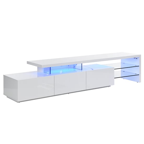 Alanis High Gloss TV Stand With Storage In White And LED Lights