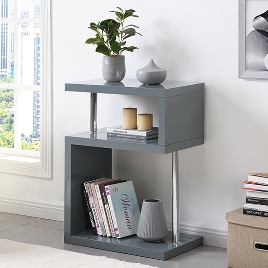 Read more about Albania high gloss 3 tiers shelving unit in grey