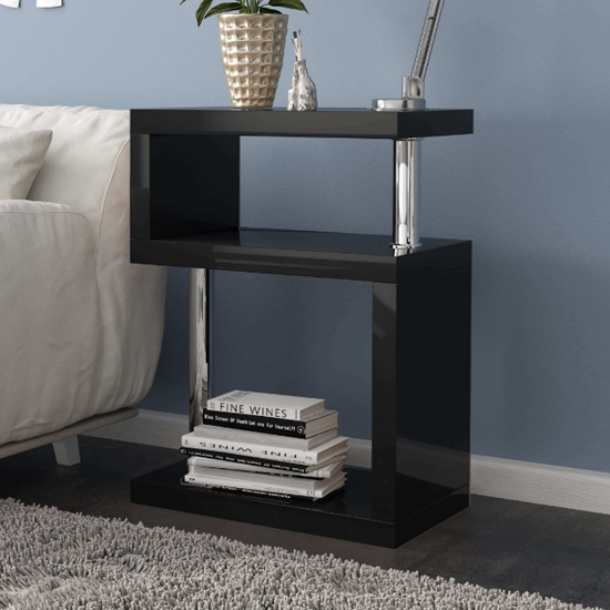 Photo of Albania high gloss 3 tiers shelving unit in black