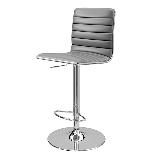 Coventry Faux Leather Bar Stool In Grey With Chrome Base_3