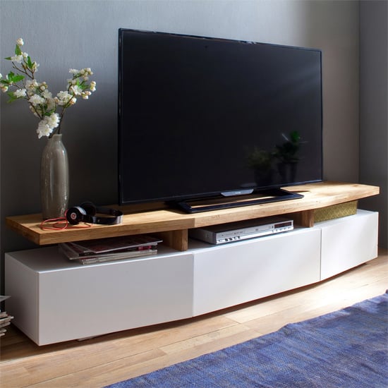 Product photograph of Alexia Wooden Tv Stand In Knotty Oak And Matt White from Furniture in Fashion