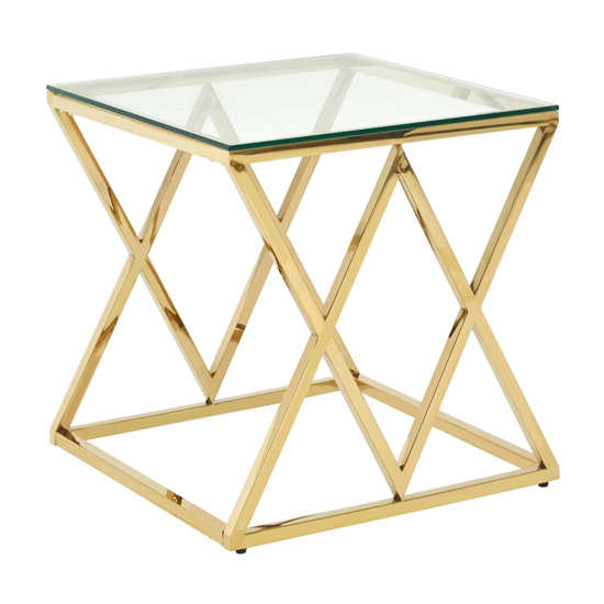 Algorab Clear Glass End Table With Stainless Steel Frame