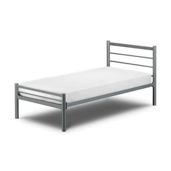 Accalia Metal Small Double Bed In Aluminium Finish