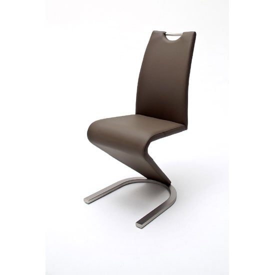 Photo of Amado z brown faux leather metal swinging dining chair