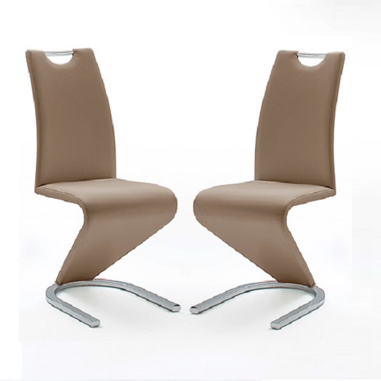 Amado Z Cappuccino Faux Leather Dining Chair In A Pair