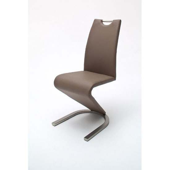 Read more about Amado z cappuccino faux leather metal swinging dining chair