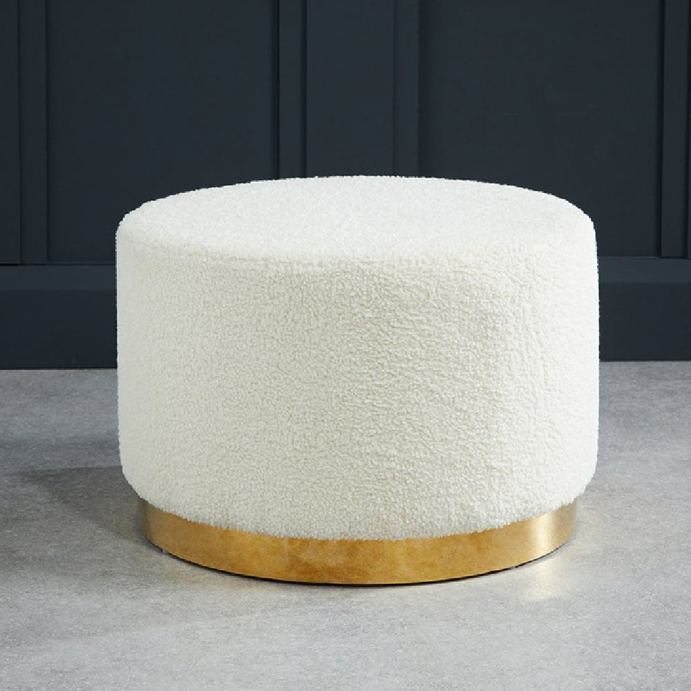 Read more about Anburn fabric pouffee with gold base in cream