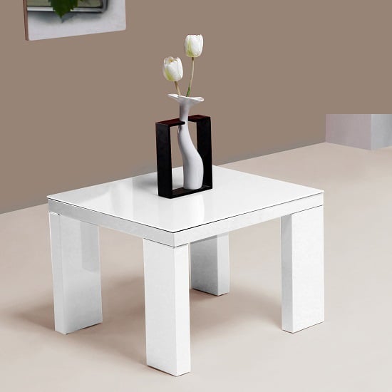 white gloss lamp table