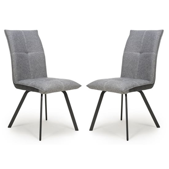Ansan Light Grey Linen Effect Fabric Dining Chairs In Pair_1