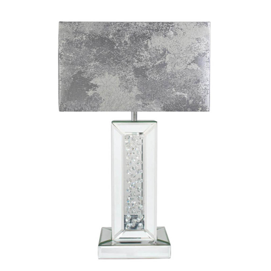 Photo of Arvada grey shade table lamp small with mirrored pillar base