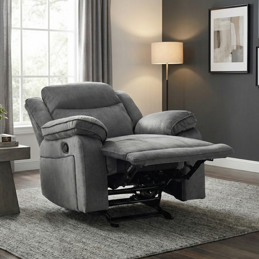 Arvelo Fabric Manual Recliner Sofa Suite in Grey