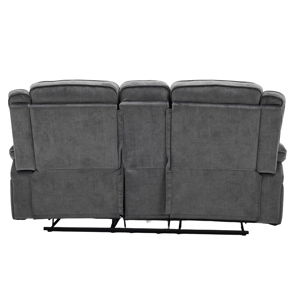 Arvelo Fabric Manual Recliner 2 Seater Sofa with Console in Grey