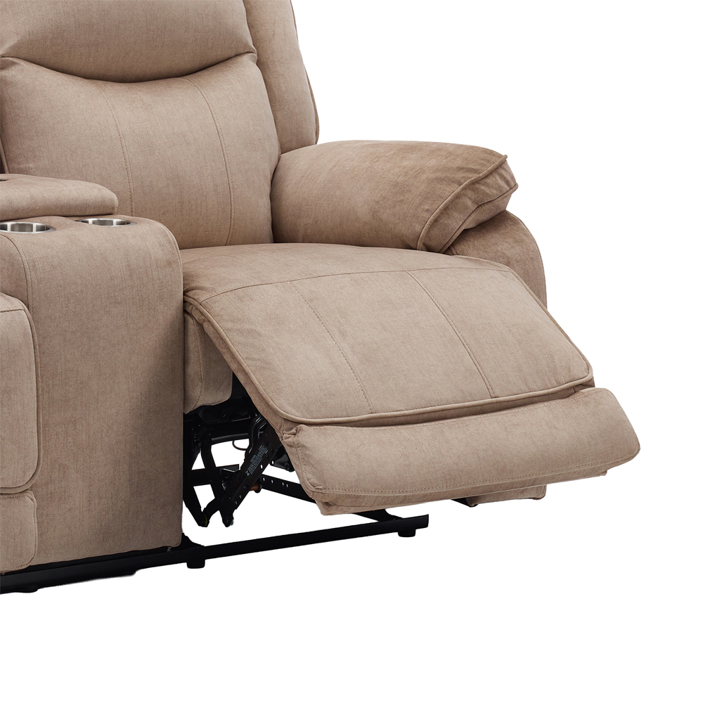 Arvelo Fabric Manual Recliner 2 Seater Sofa with Console in Light Brown
