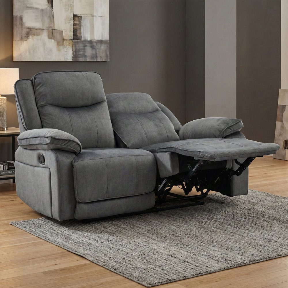 Arvelo Fabric Manual Recliner 2 Seater Sofa in Grey