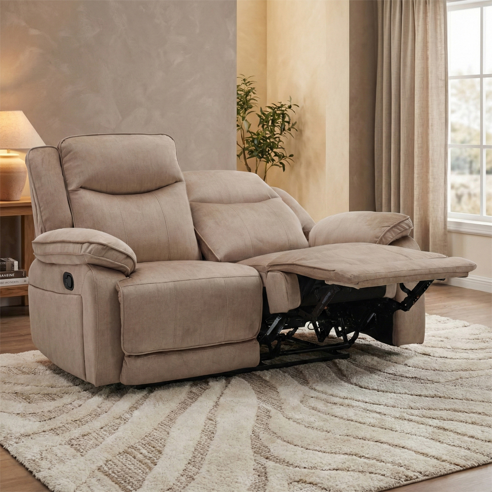 Arvelo Fabric Manual Recliner Sofa Suite in Light Brown