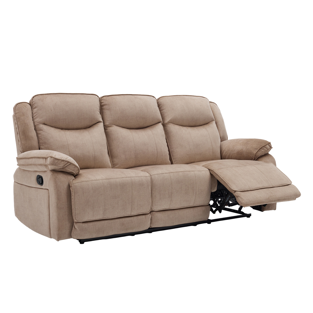 Arvelo Fabric Manual Recliner 3+2 Seater Sofa Set in Light Brown
