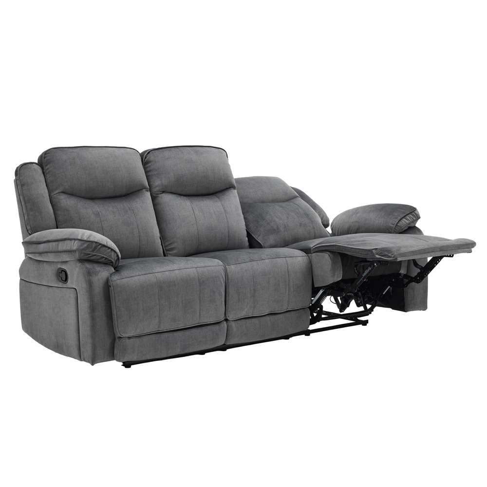 Arvelo Fabric Manual Recliner Sofa Suite in Grey