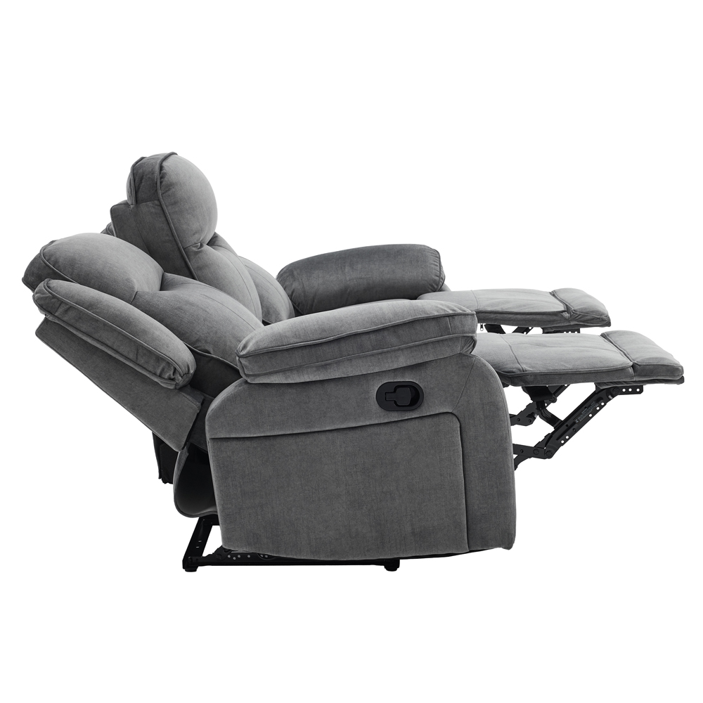 Arvelo Fabric Manual Recliner 3 Seater Sofa in Grey