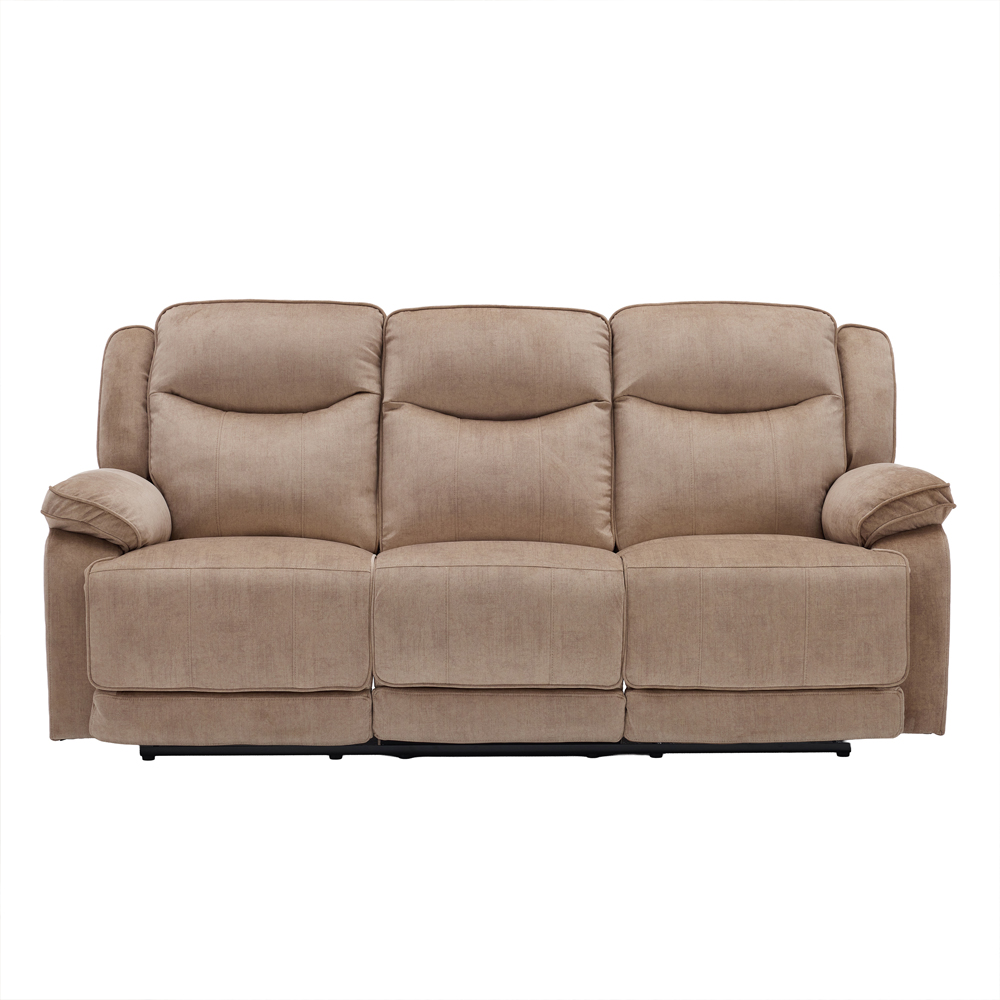 Arvelo Fabric Manual Recliner Sofa Suite in Light Brown