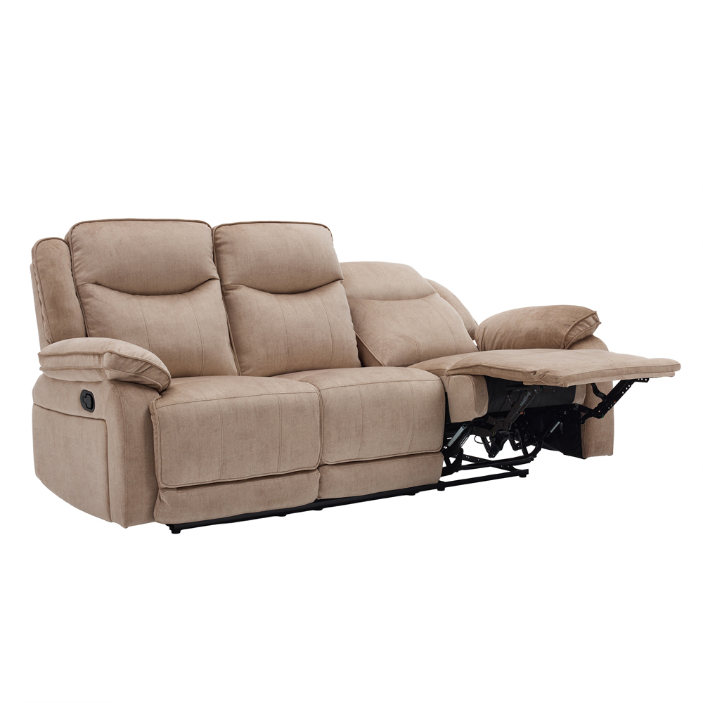 Arvelo Fabric Manual Recliner Sofa Suite in Light Brown