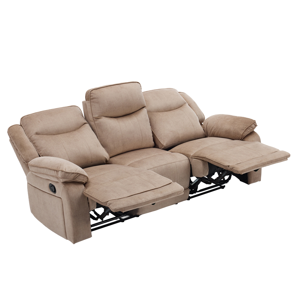 Arvelo Fabric Manual Recliner Sofa Suite in Light Brown