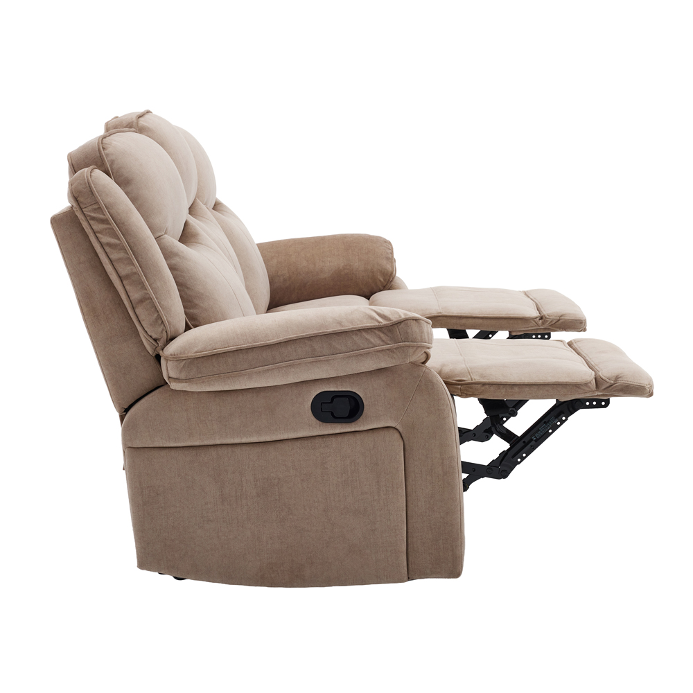 Arvelo Fabric Manual Recliner 3 Seater Sofa in Light Brown