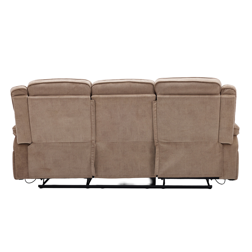 Arvelo Fabric Manual Recliner 3 Seater Sofa in Light Brown