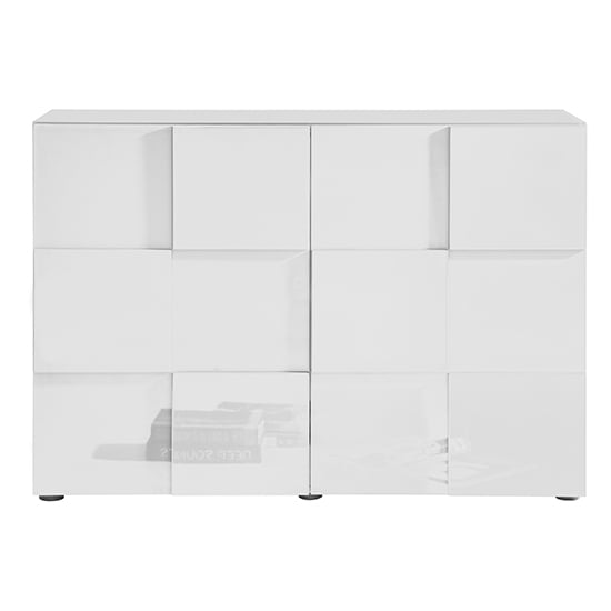 Aspen High Gloss Highboard With 2 Doors In White_3