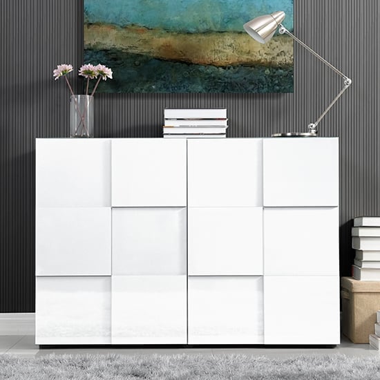 Aspen High Gloss Highboard With 2 Doors In White