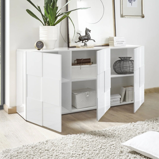 Aspen High Gloss Sideboard With 3 Doors In White