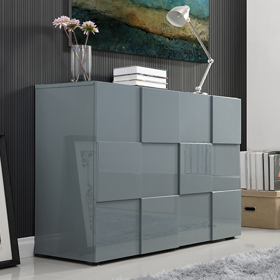 Photo of Aspen high gloss highboard with 2 doors in grey