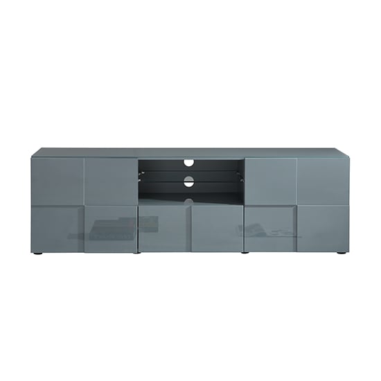 Aspen High Gloss TV Sideboard In Grey With LED Lights_3