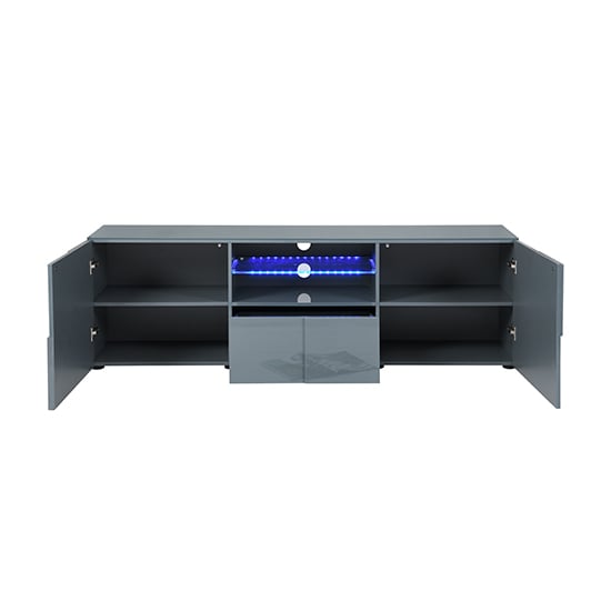Aspen High Gloss TV Sideboard In Grey With LED Lights_4